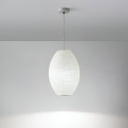 Traditional Japandi Wabi-Sabi Elliptical Paper Pendant Light