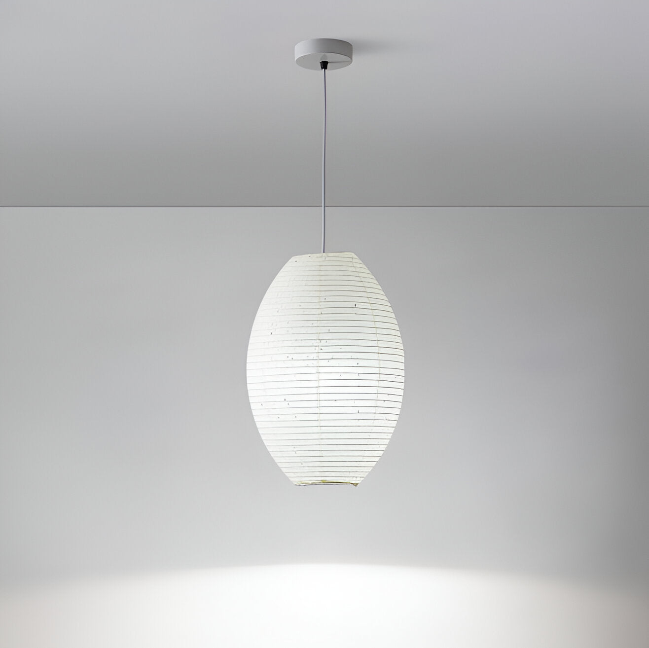 Traditional Japandi Wabi-Sabi Elliptical Paper Pendant Light