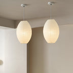 Traditional Japandi Wabi-Sabi Elliptical Paper Pendant Light