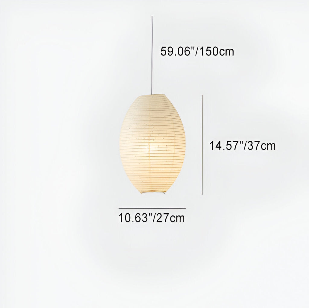 Traditional Japandi Wabi-Sabi Elliptical Paper Pendant Light
