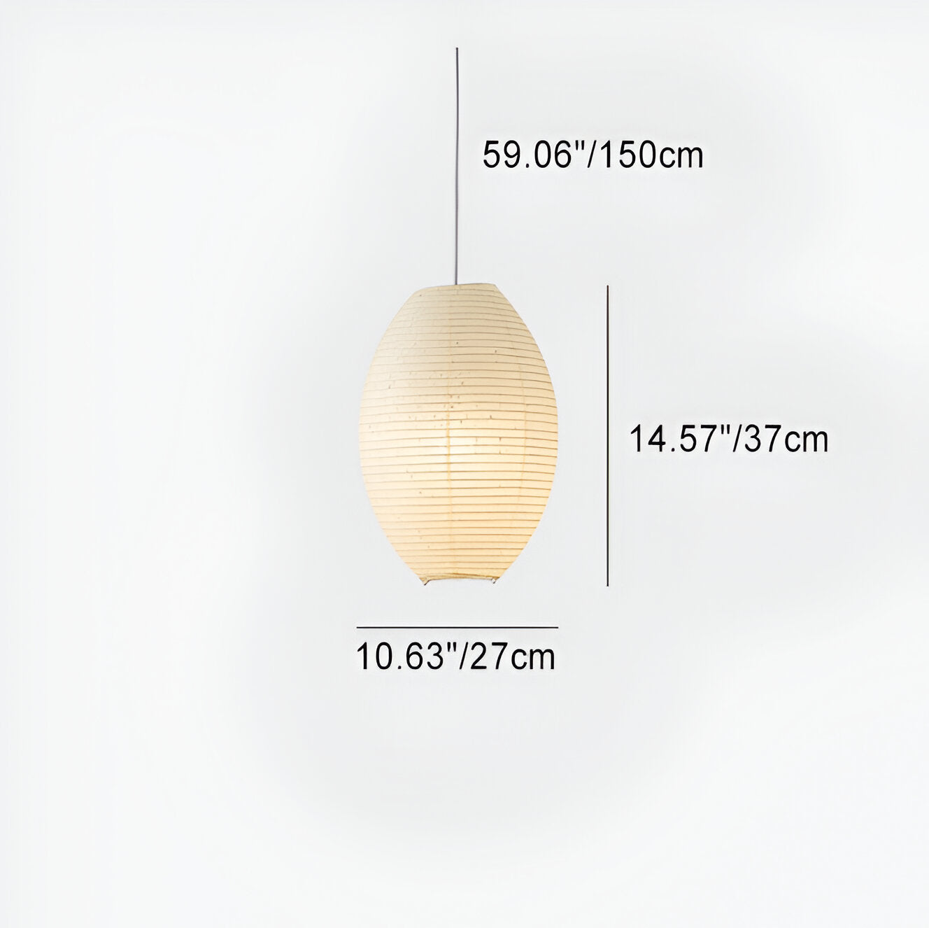 Traditional Japandi Wabi-Sabi Elliptical Paper Pendant Light