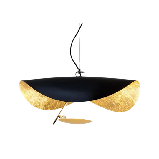 Radiance of Clarity pendant light, black shell with gold leaf inside, product view