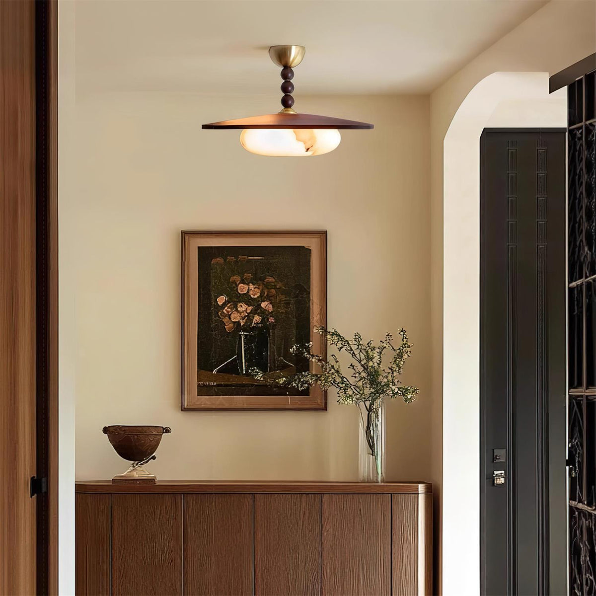 Aurelia Wood Modern Alabaster Ceiling Light