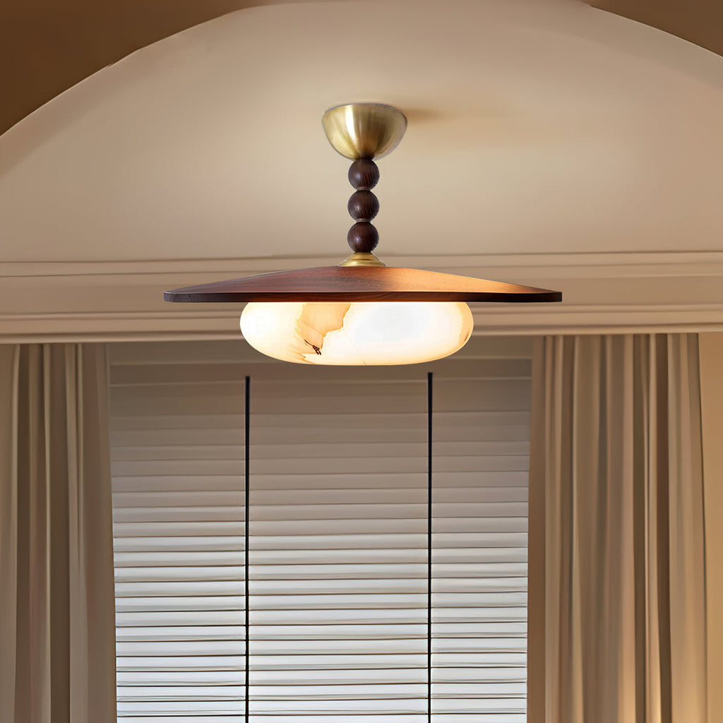 Aurelia Wood Modern Alabaster Ceiling Light