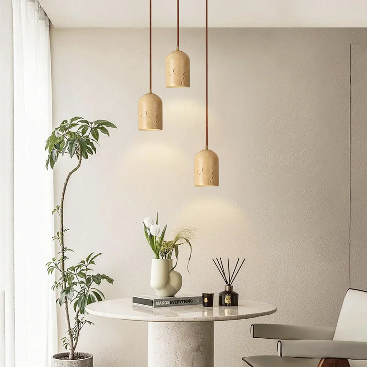 Vintage Cylindra Travertine Minimalist Pendant Lamp