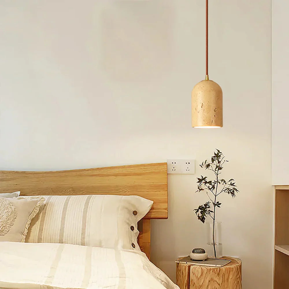 Vintage Cylindra Travertine Minimalist Pendant Lamp
