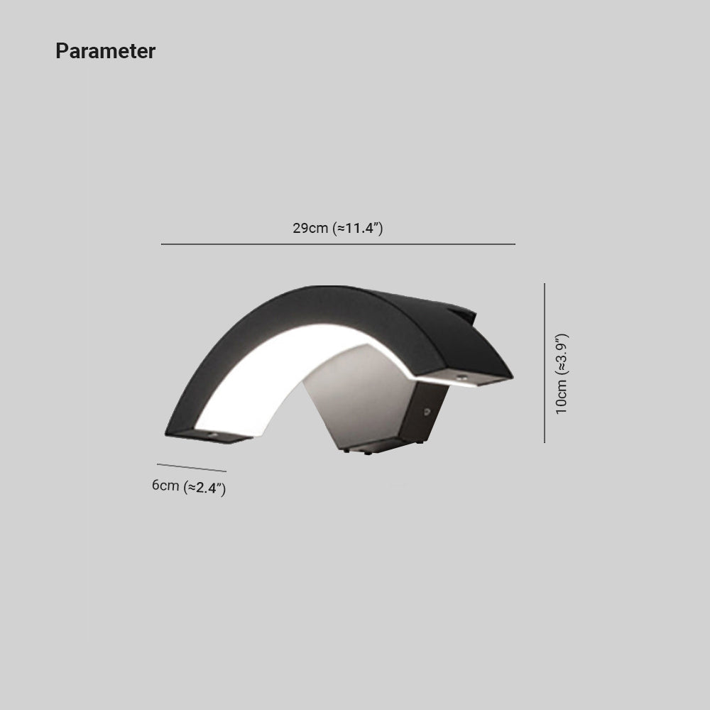 Nordic Arc Metal LED IP65 Waterproof Outdoor Wall Light