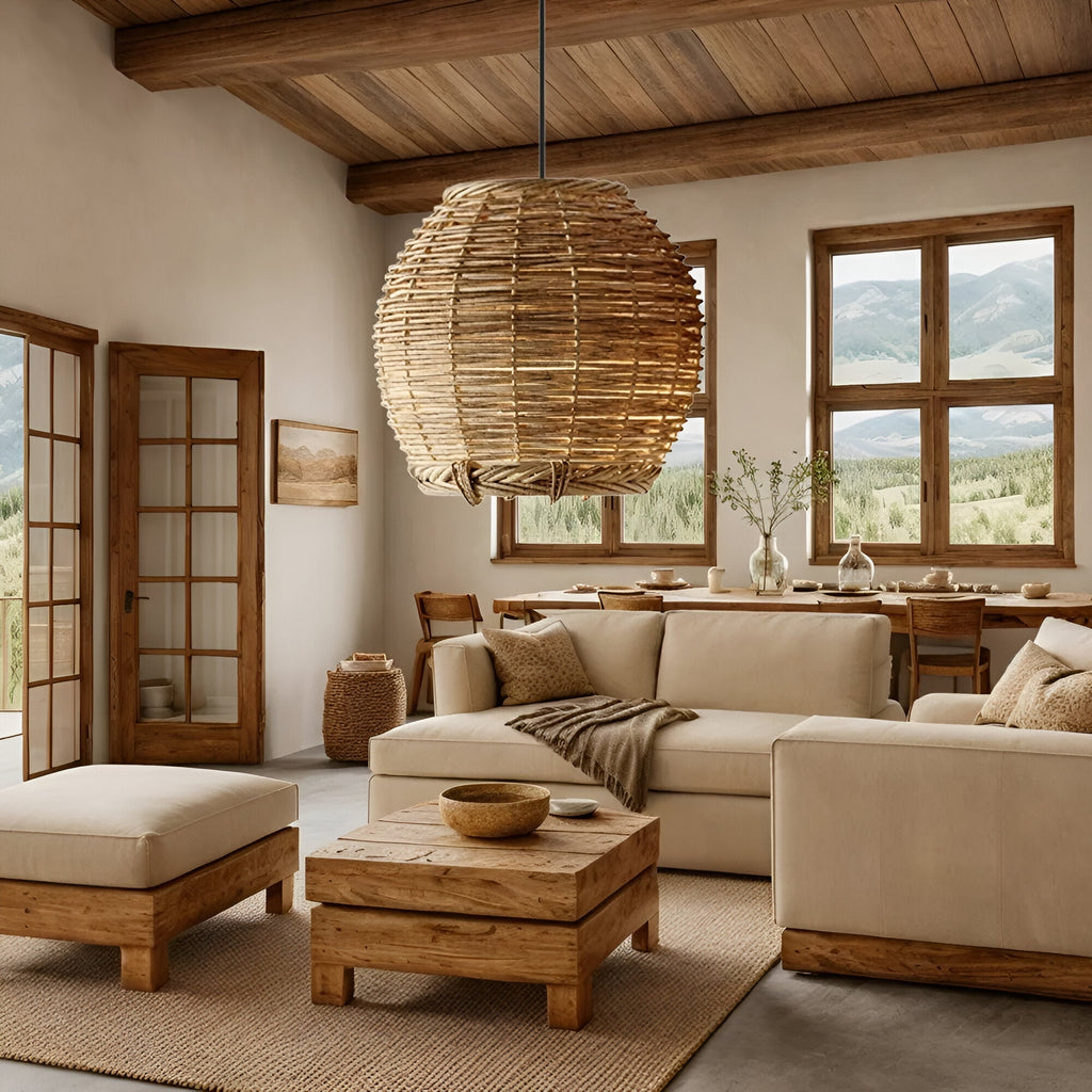 Wabi-Sabi Style Boho Rattan Pendant Light