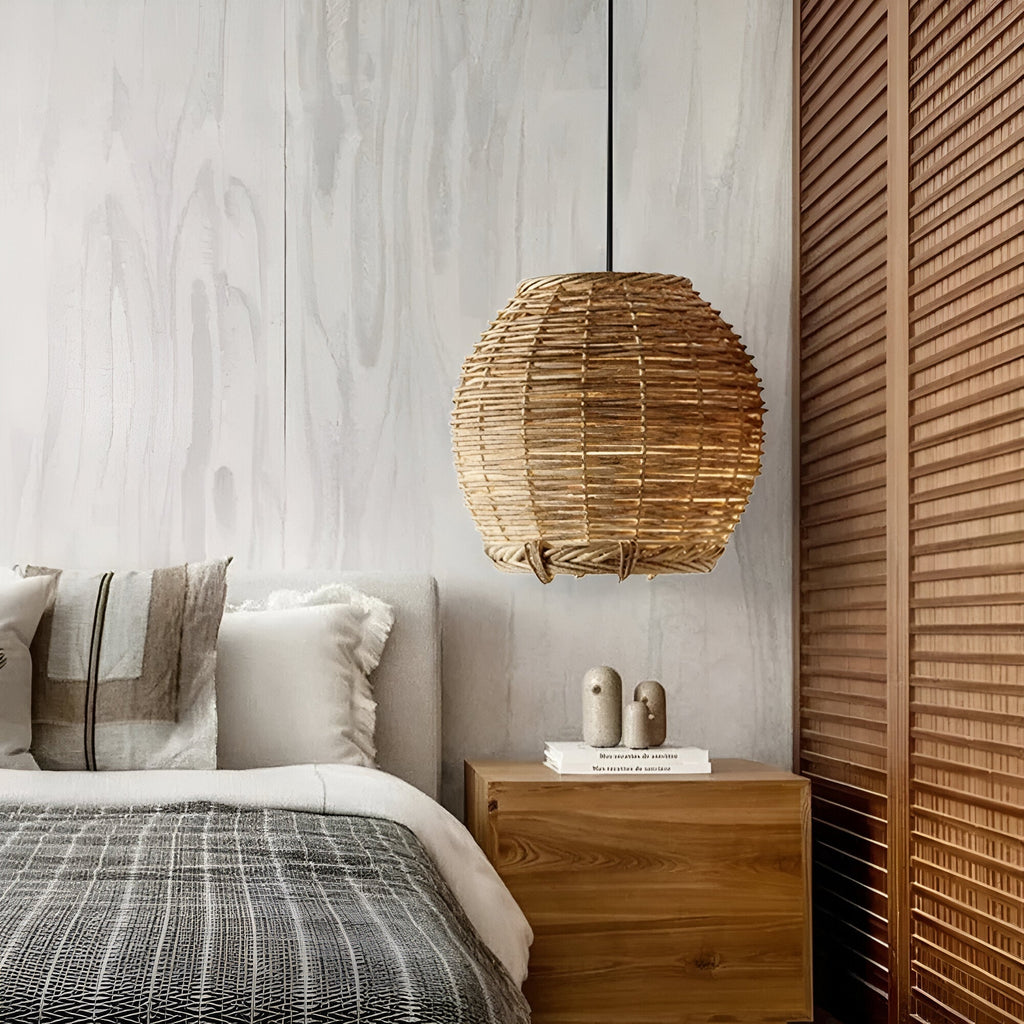 Wabi-Sabi Style Boho Rattan Pendant Light