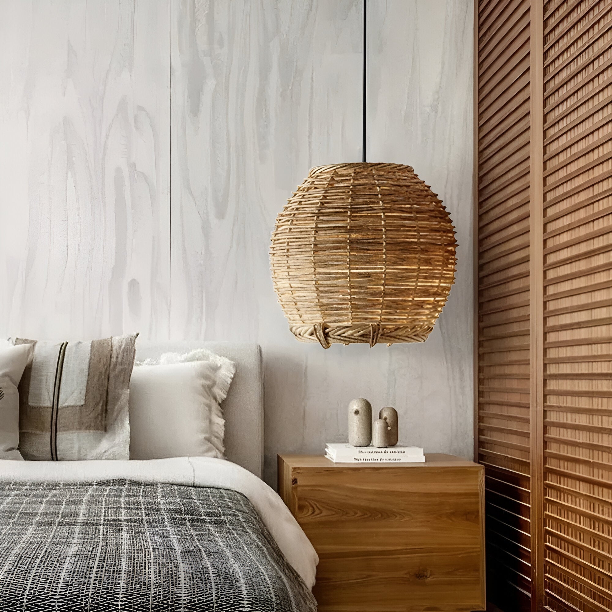 Wabi-Sabi Style Boho Rattan Pendant Light