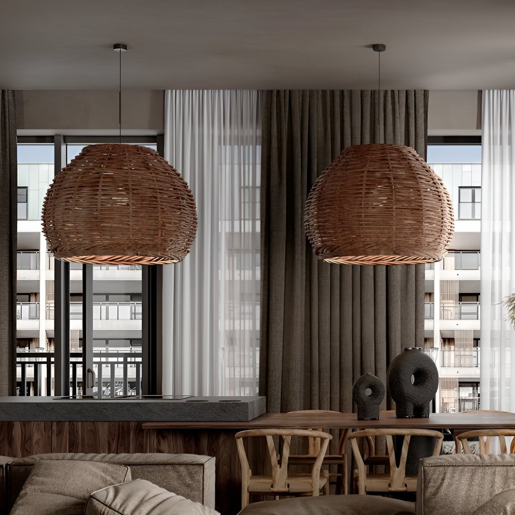 Wabi-Sabi Style Boho Rattan Pendant Light