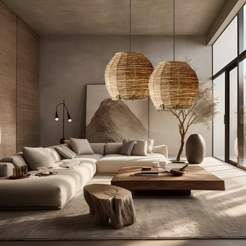 Wabi-Sabi Style Boho Rattan Pendant Light