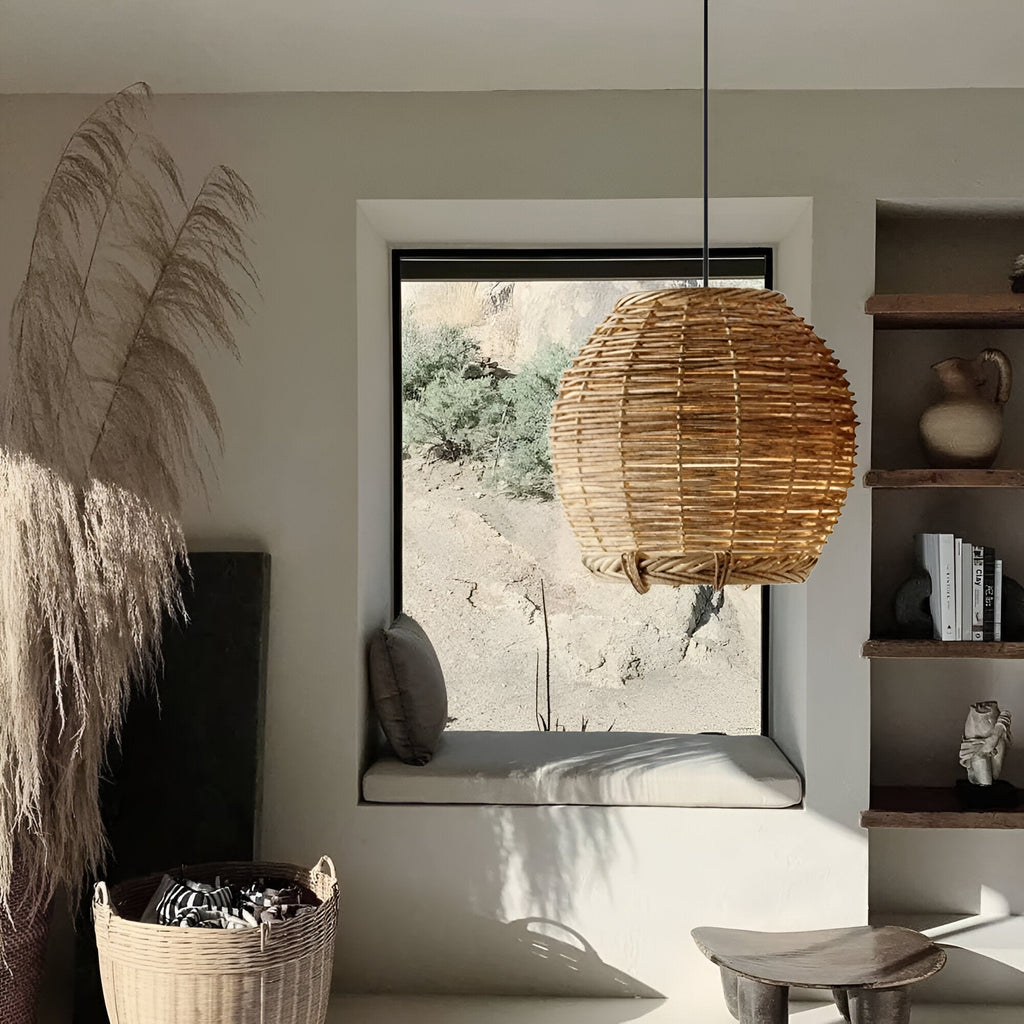Wabi-Sabi Style Boho Rattan Pendant Light