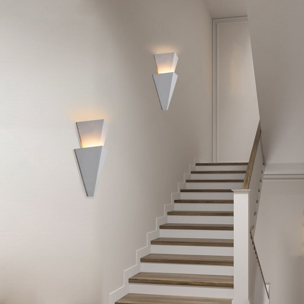 Eden White Modern Geometric Plaster Wall Light