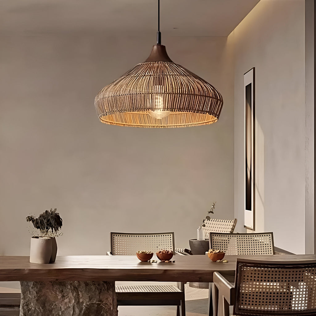 Elegant Natural Rattan Braid Boho Pendant Light