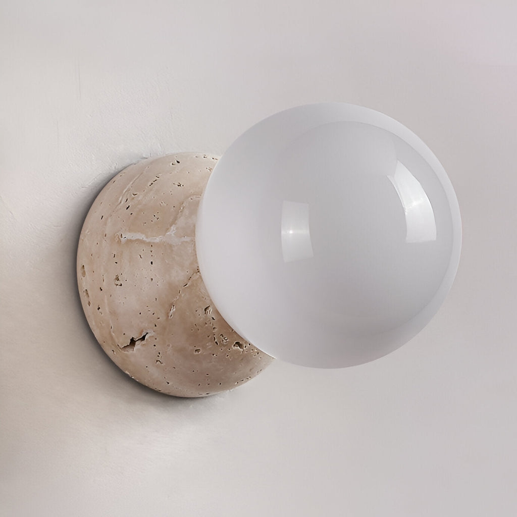 Travertine Round Glass Wall Fixture