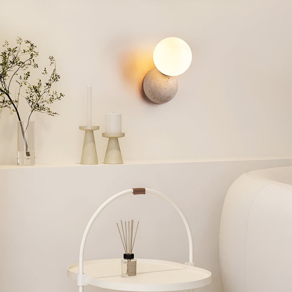 Travertine Round Glass Wall Fixture