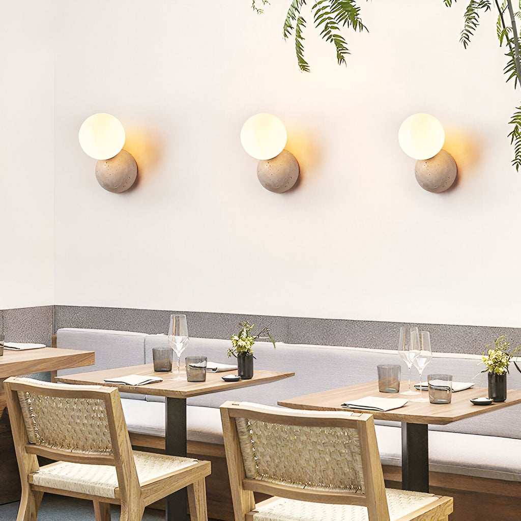 Travertine Round Glass Wall Fixture