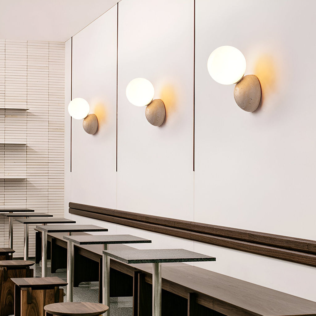 Travertine Round Glass Wall Fixture