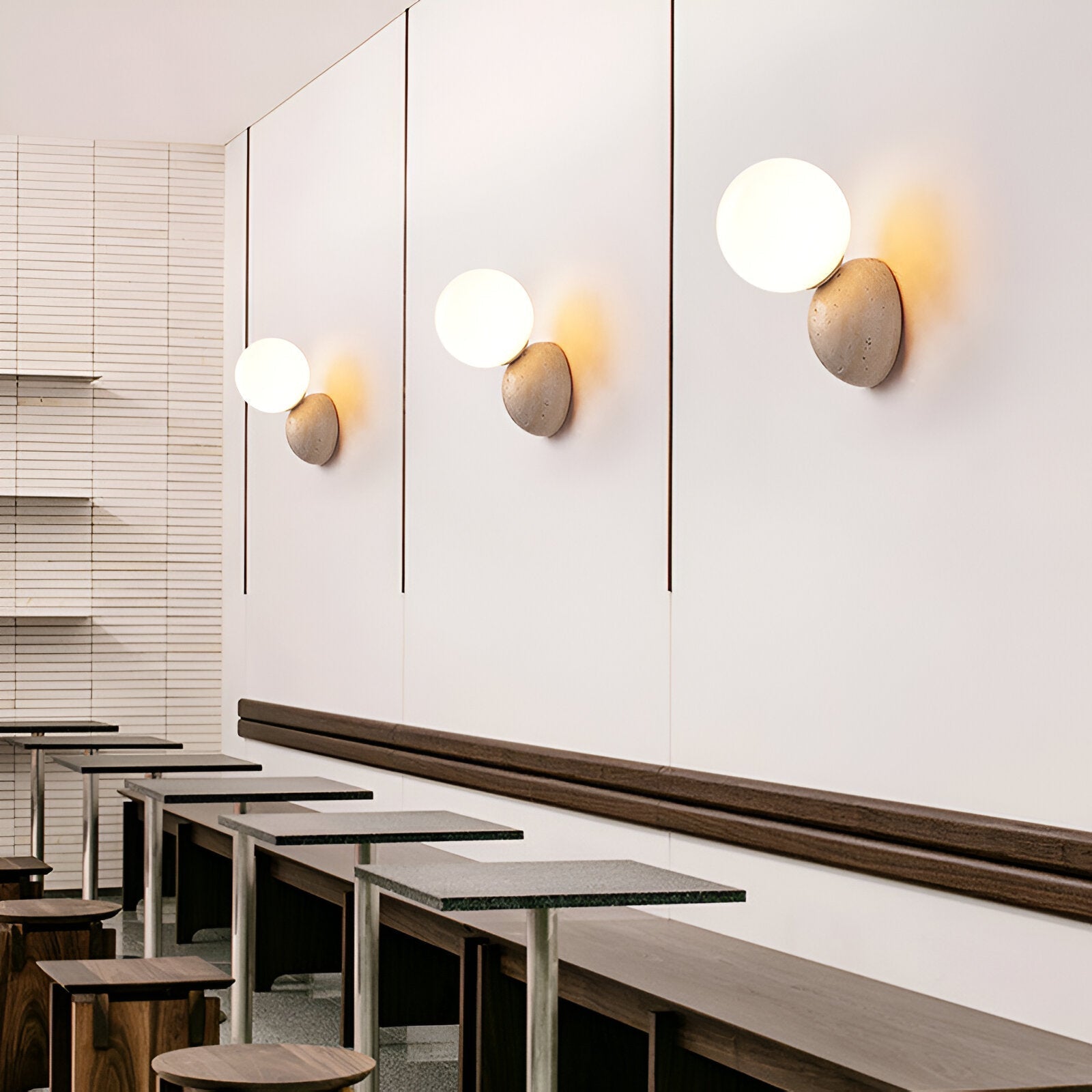 Travertine Round Glass Wall Fixture
