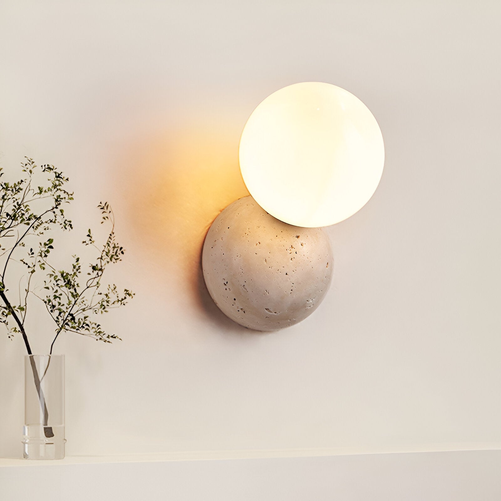 Travertine Round Glass Wall Fixture