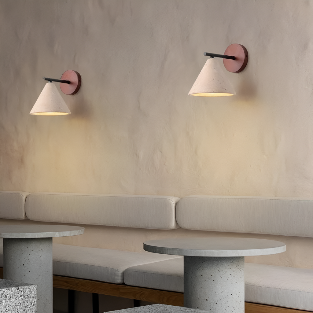 Yellow Travertine Cone LED Wall Light