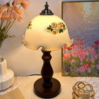 Oriental Dome Wood & Glass Table Lamp