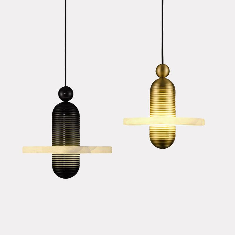 Modern Iron Alabaster Disc Minimalist Pendant Light