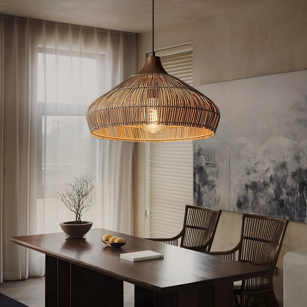 Elegant Natural Rattan Braid Boho Pendant Light