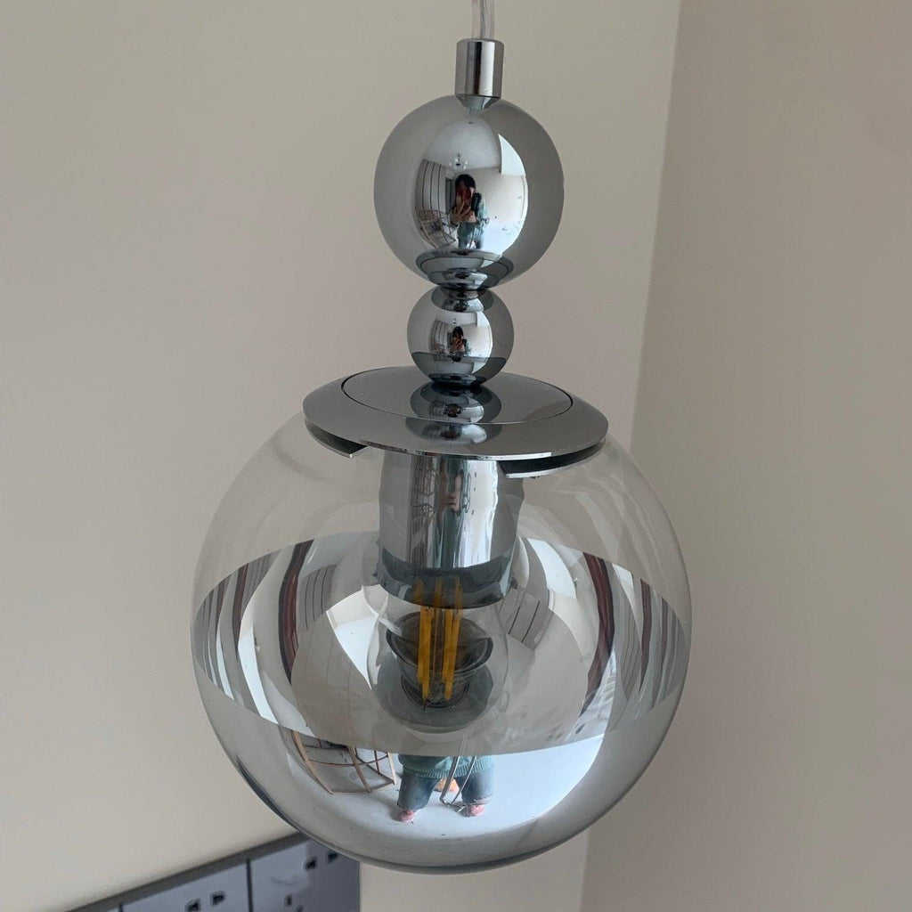 Orbique Bauhaus Chrome Mirrorball Glass Pendant Light