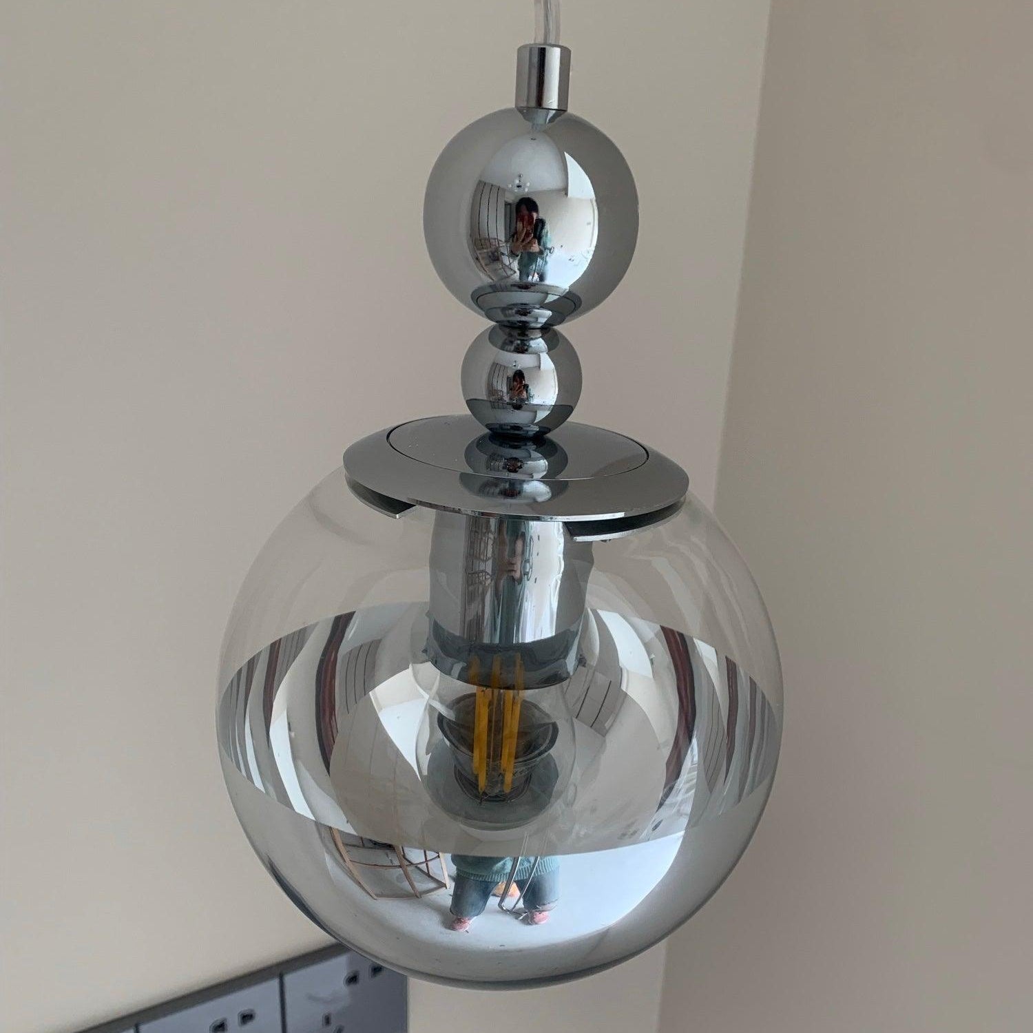 Orbique Bauhaus Chrome Mirrorball Glass Pendant Light