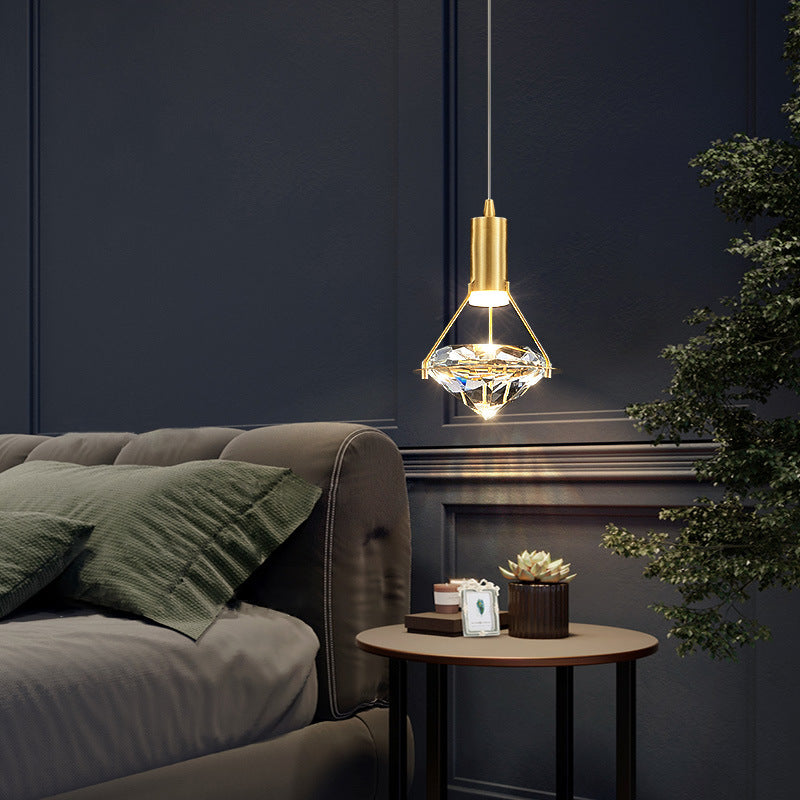 Diamond-Shaped Copper Crystal Pendant Light