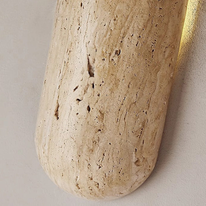 Traditional Japanese Travertine Elliptical Wall Light