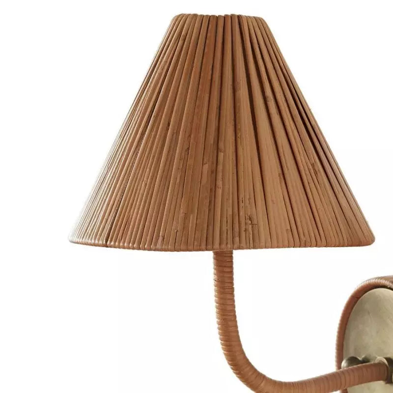 Kaiya Woven Rattan Cone Boho Wall Light