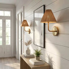 Kaiya Woven Rattan Cone Boho Wall Light