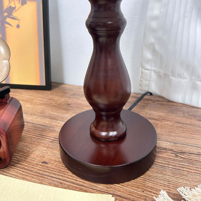 Oriental Dome Wood & Glass Table Lamp