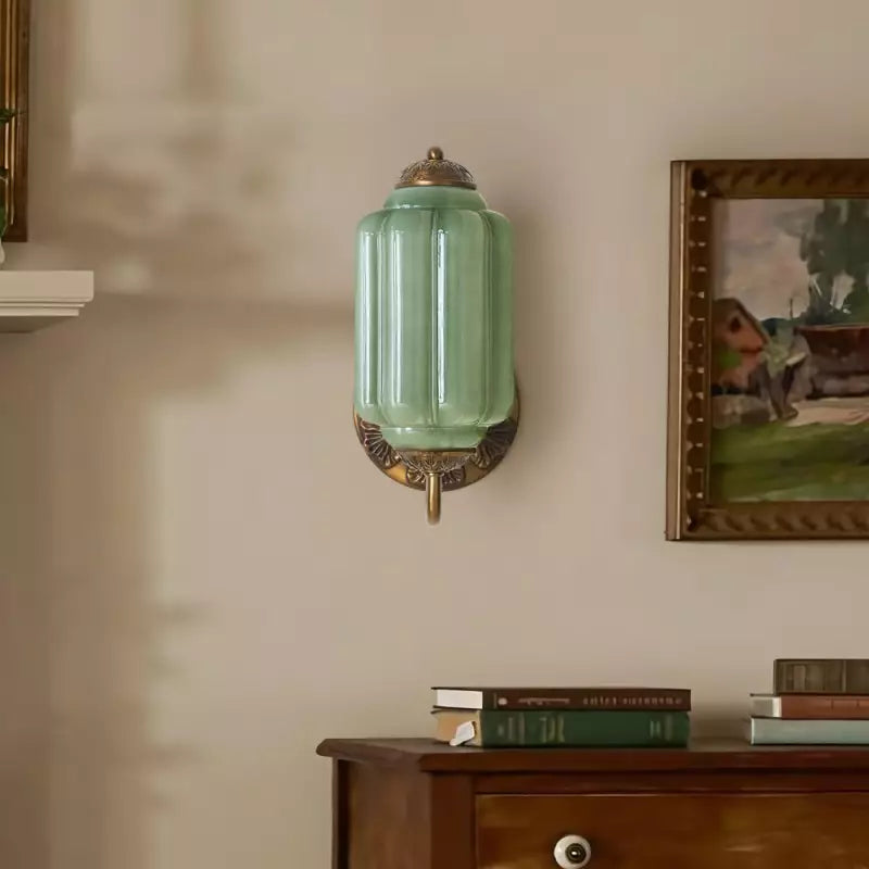 Eloira Vintage Glass Brass Wall Light