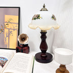 Oriental Dome Wood & Glass Table Lamp
