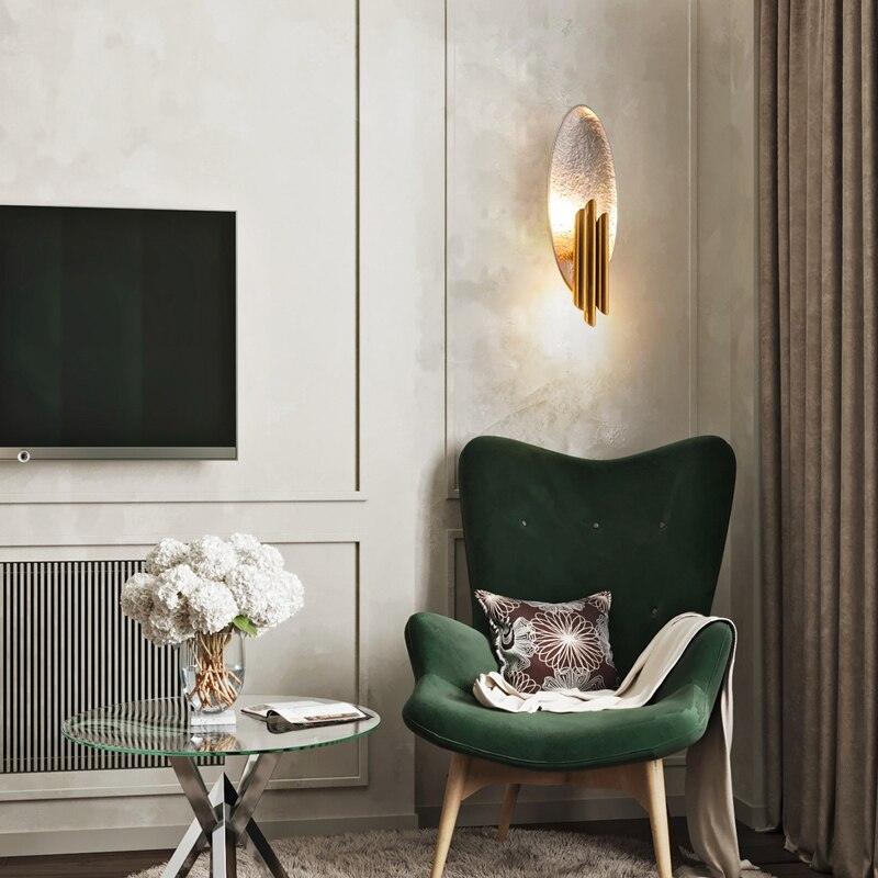 Luxury Oval Gold Foil Texture Metal Wall Light