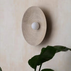 Retro Ceramic Style Resin Round Japandi LED Wall Light