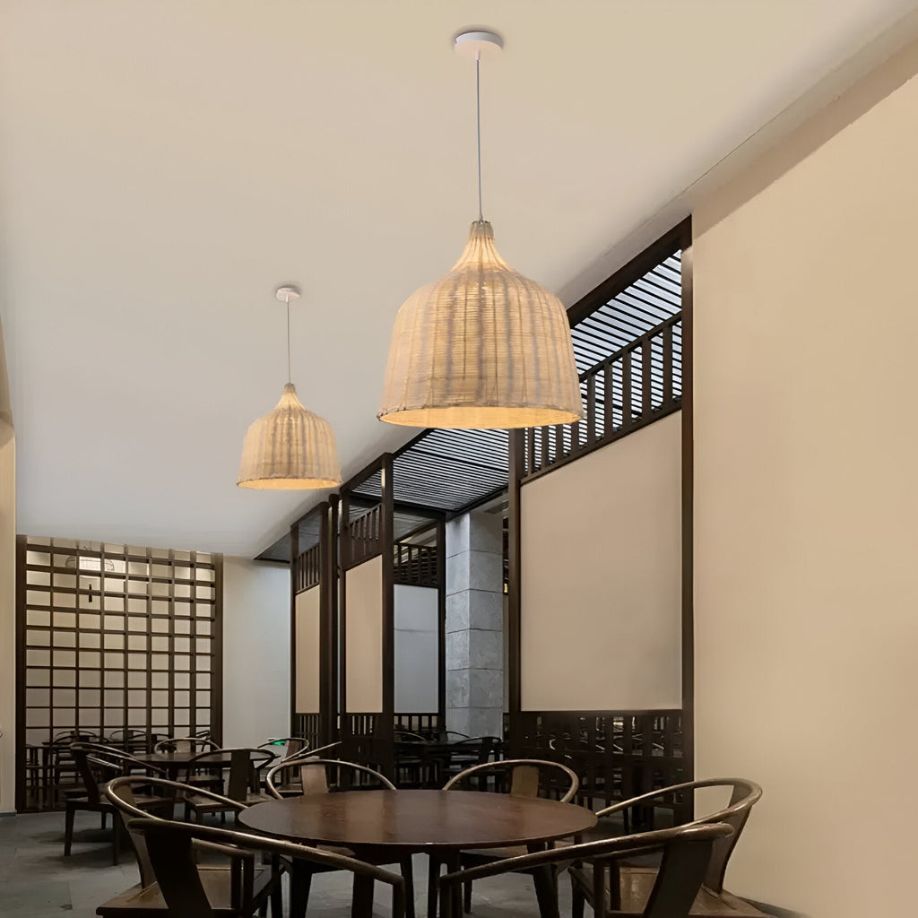 Braided Shine Natural Rattan Japandi Pendant Light