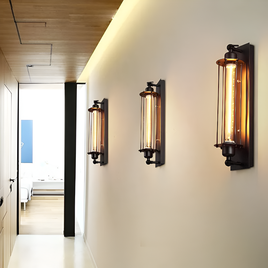 Retro Industrial Edison Long Flute Wall Light