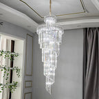 Long Crystal Staircase Modern Chandelier