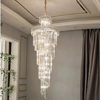 Long Crystal Staircase Modern Chandelier