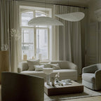 Japandi White Silk Fabric Minimalist Pendant Light