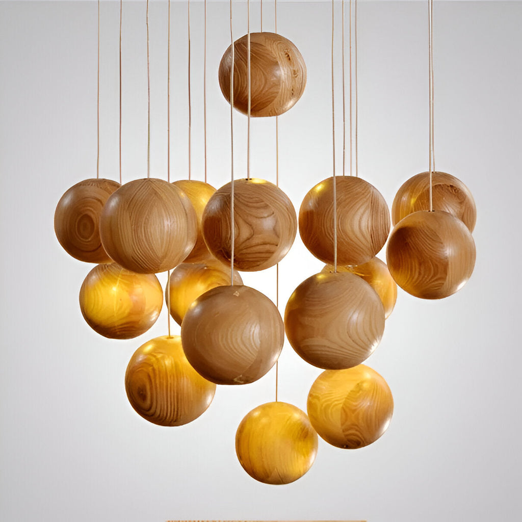 Milliere Nordic Wood Multi-Head Pendant Light