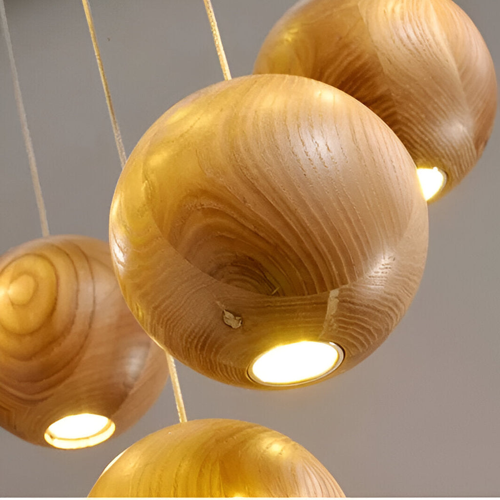 Milliere Nordic Wood Multi-Head Pendant Light