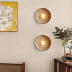 Retro Ceramic Style Resin Round Japandi LED Wall Light