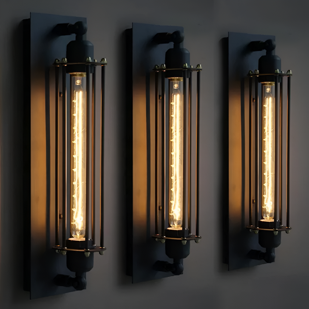 Retro Industrial Edison Long Flute Wall Light