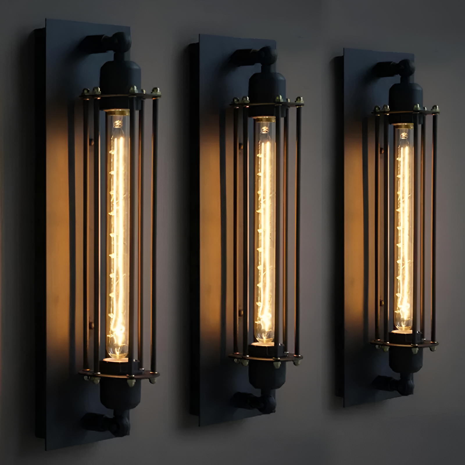Retro Industrial Edison Long Flute Wall Light